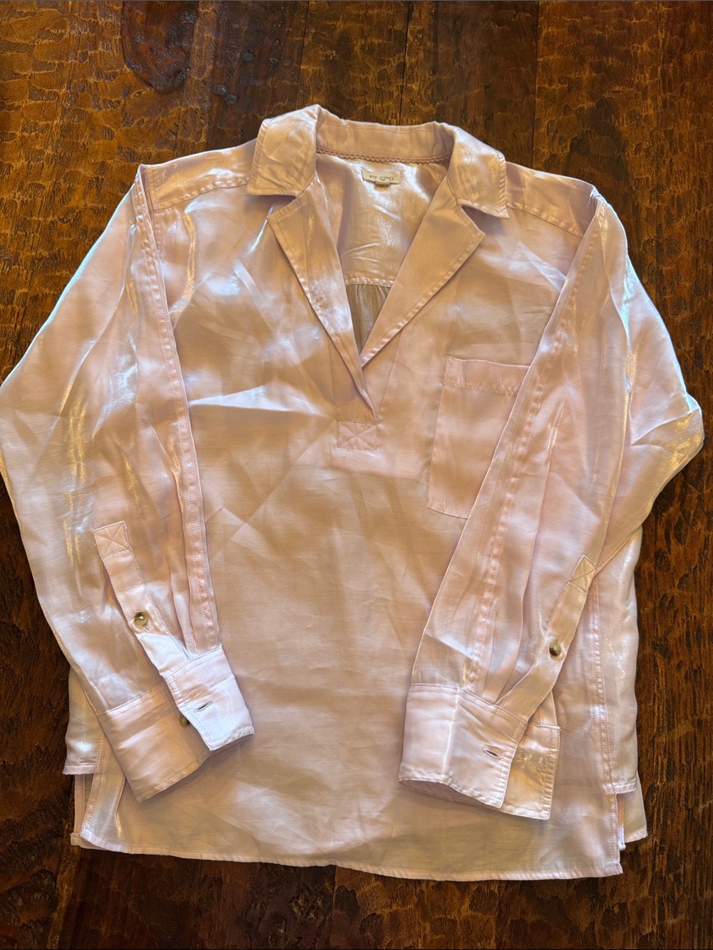 Anthropologie Pilcro Lilac Shimmer Satin Popover Blouse Size S